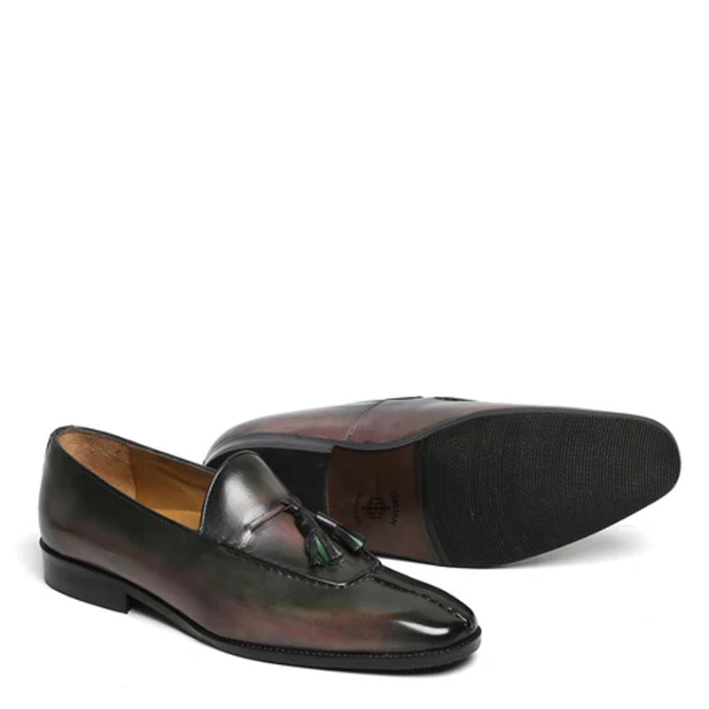 Men Slip-On Leather Blue-Black Tassel Loafer