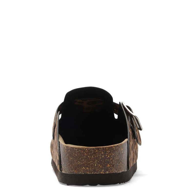 Trendy Suede Leopard Design Sandal Tan