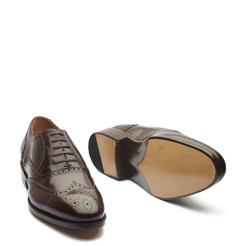 Men Lace Up Leather Wingtip Oxford Burgundy Shoe