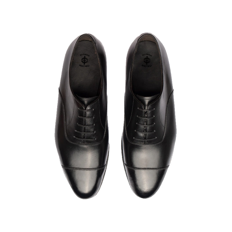 Plain Classic Captoe Leather Oxford Shoe Burgundy