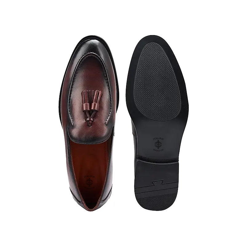 Pure Solid Leather Tassel Tan Loafer