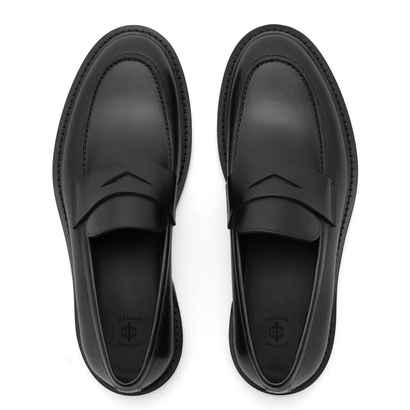 Men Classic Penny Solid Brown Leather Loafers