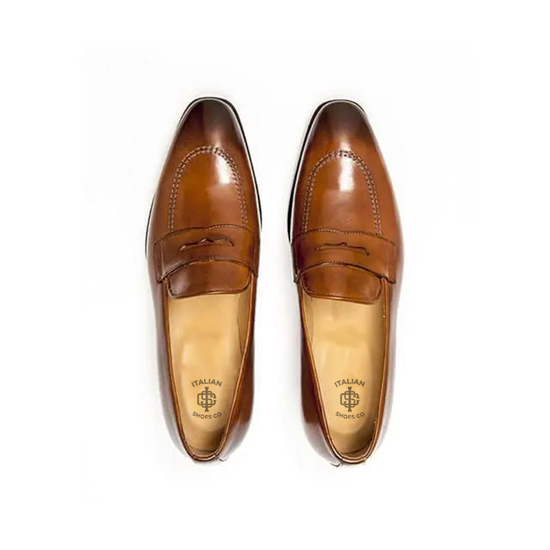 Classic Penny Shiny Leather Blue Loafer