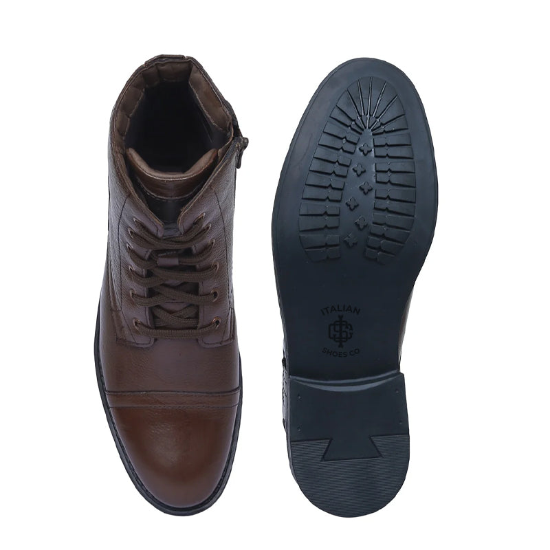Men Lace-Up Leather Casual High Ankle Boot