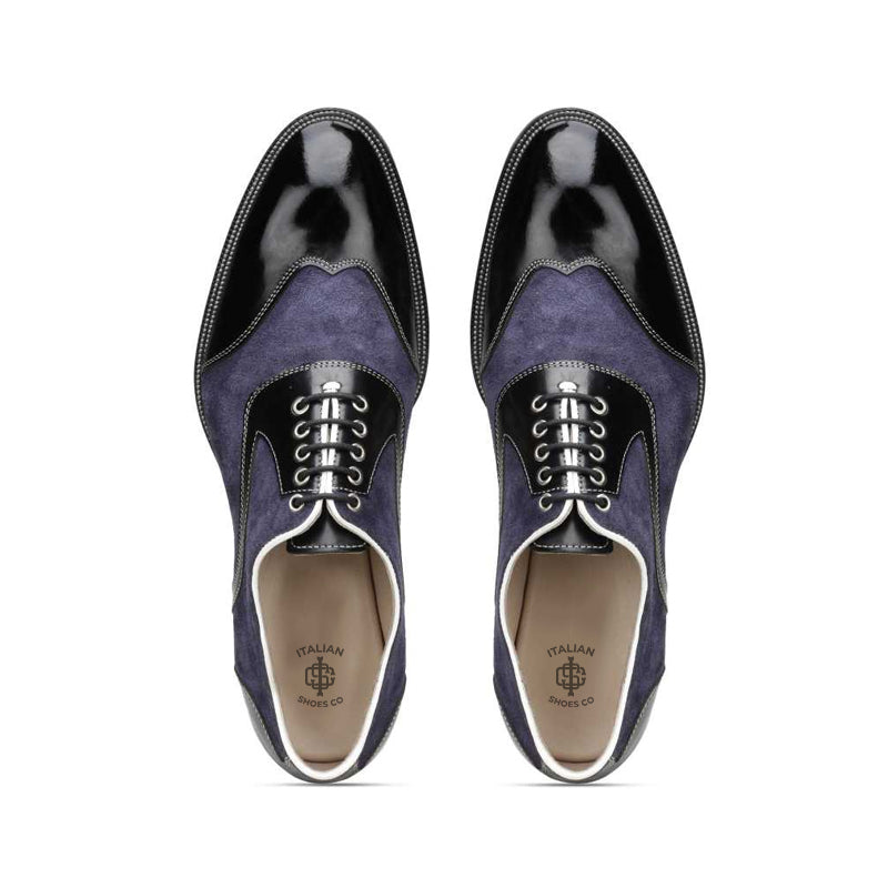 Men Navy Patent Leather Oxford Shoe
