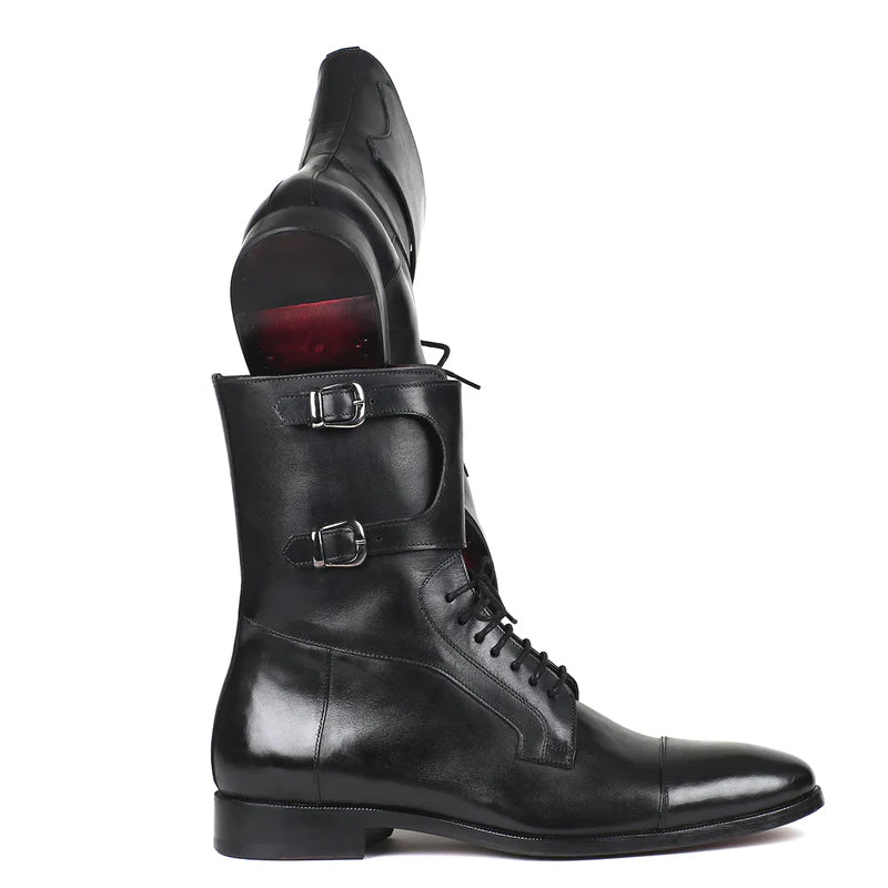Men Cap-Toe Leather High Ankle Boot