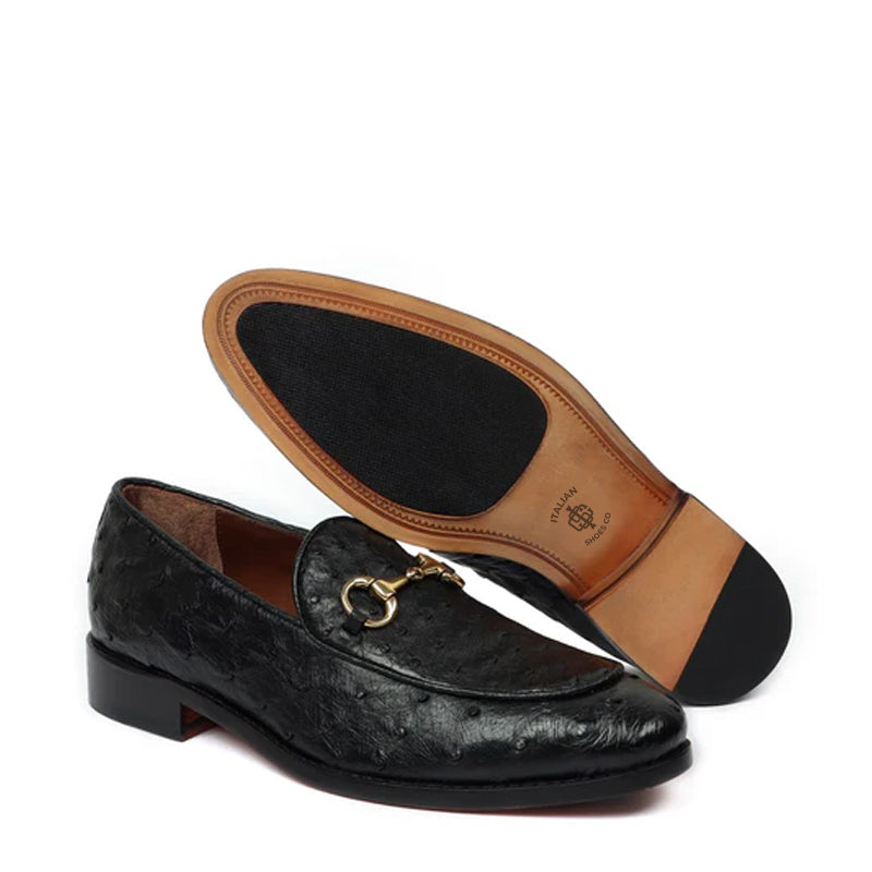 Leather Dot Pattern Horsbit Gold Buckled Loafers