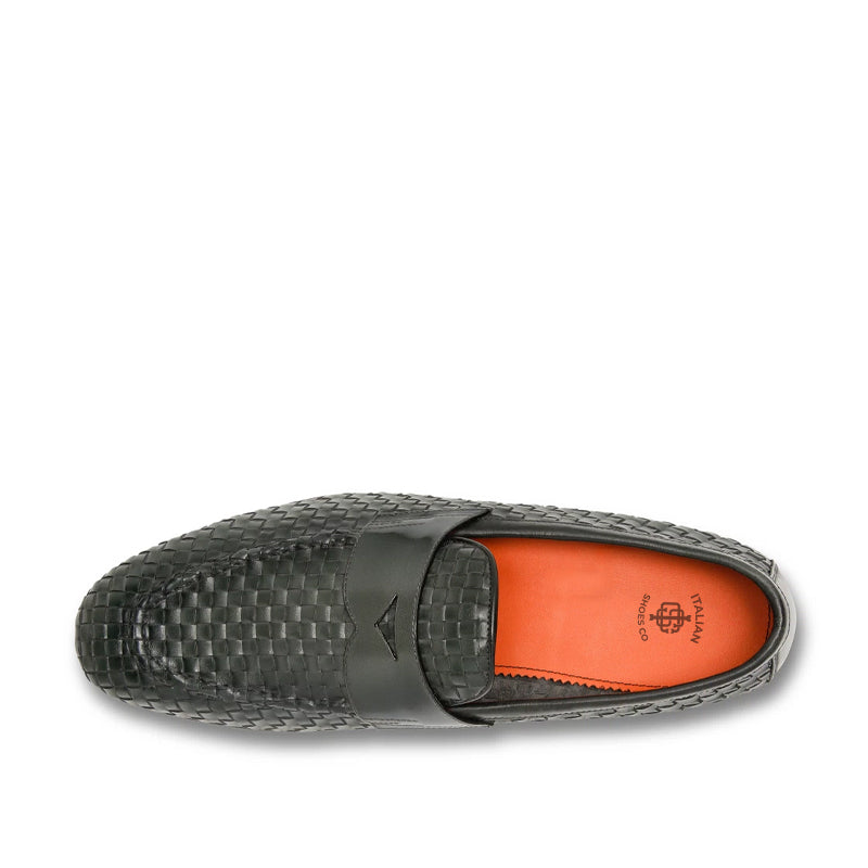 Penny Woven Shiny Leather Grey Loafer