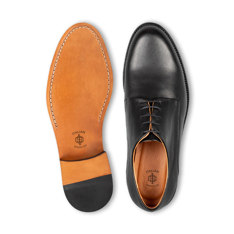 Polished Plain Italian Leather Derby Shoe