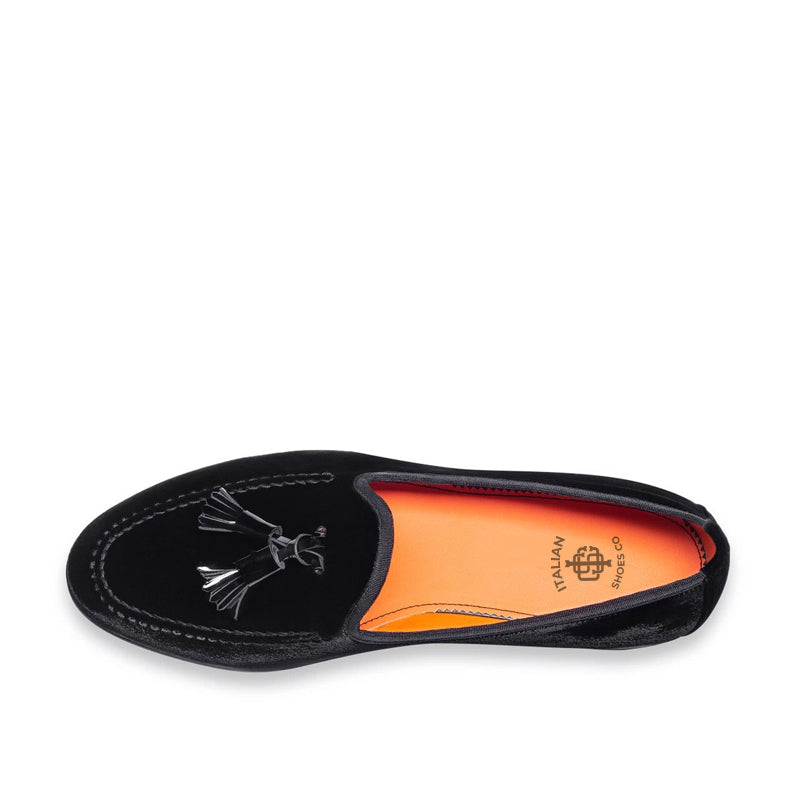 Suede Andrea Velvet Leather Tassel Black Loafer