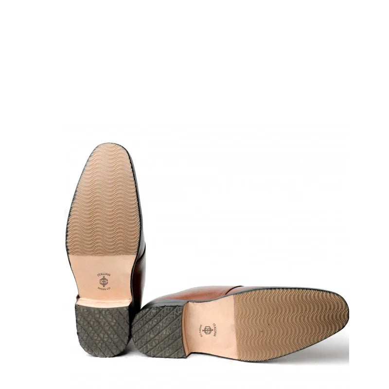 Men Textured Leather Single Monk Strap Shoe