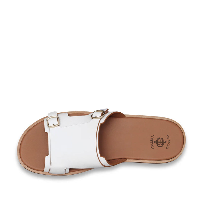 Men Double Buckle Leather Comfort Brown Sandal