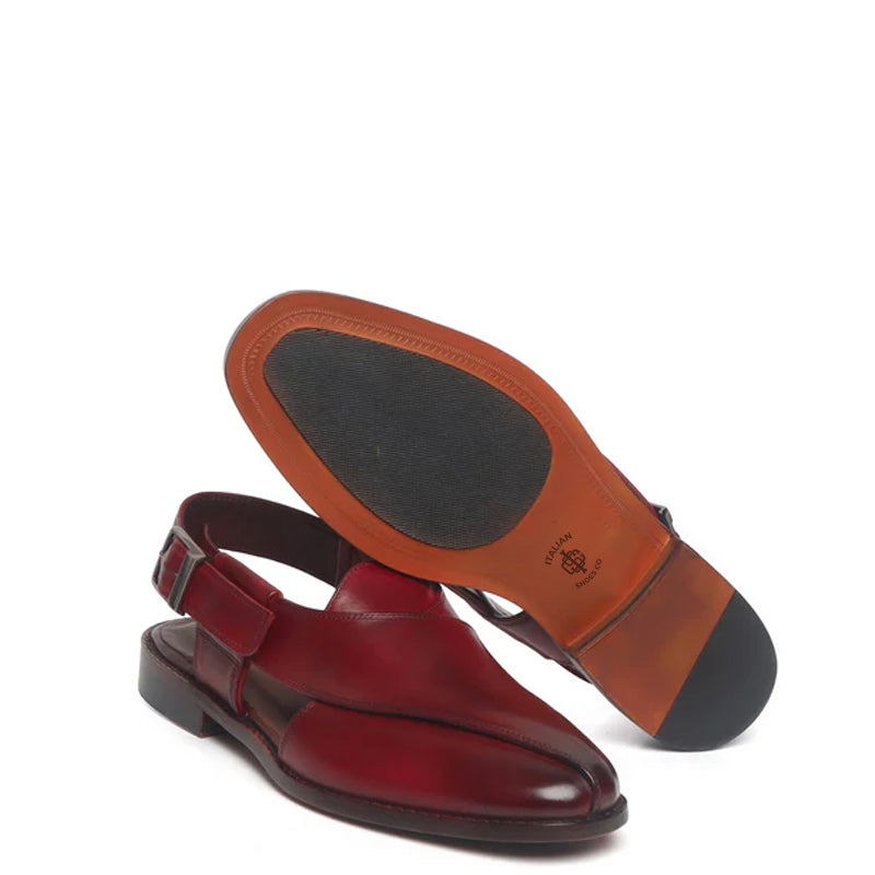Cross Strap Slip-On Leather Peshawari Tan Sandal