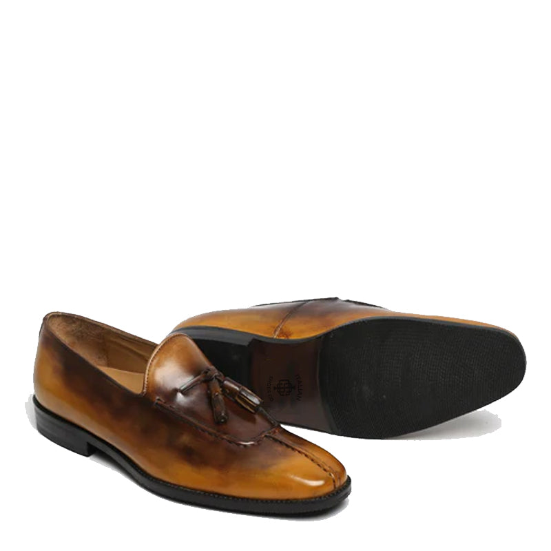 Men Slip-On Leather Blue-Black Tassel Loafer