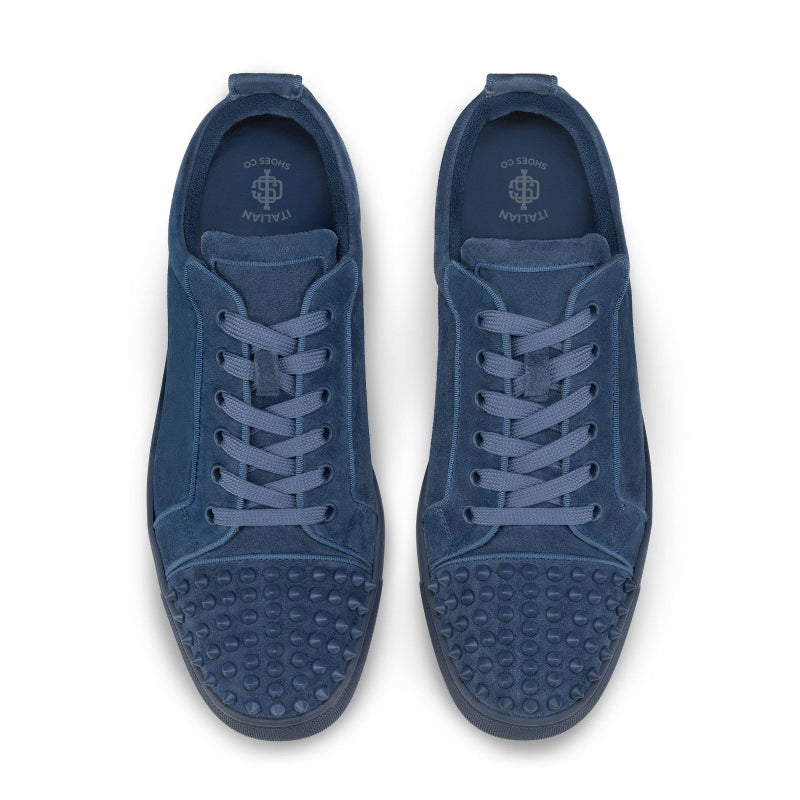 Men Suede Lace-Up Blue Sneaker