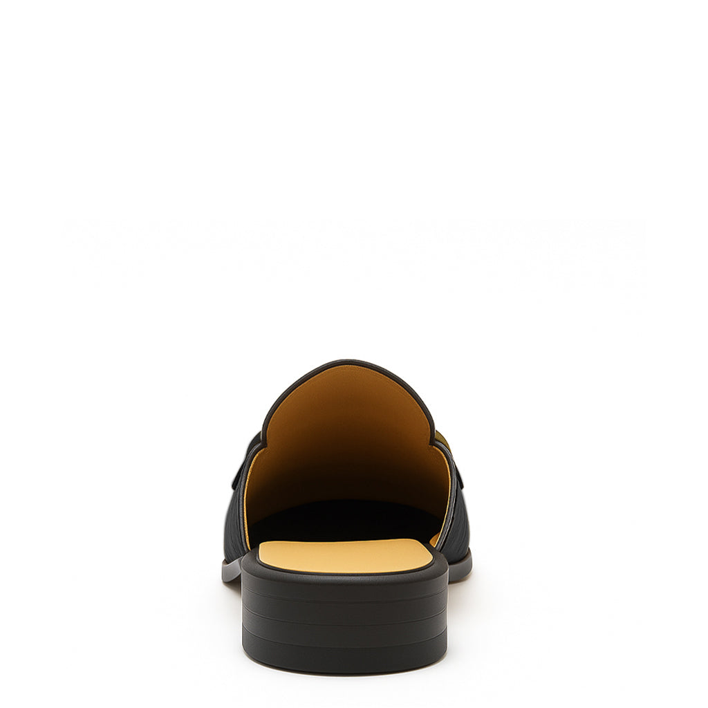 Embellished Textured Leather Mule