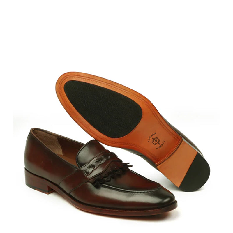 Pure Handmade Solid Leather Loafer With Fringe