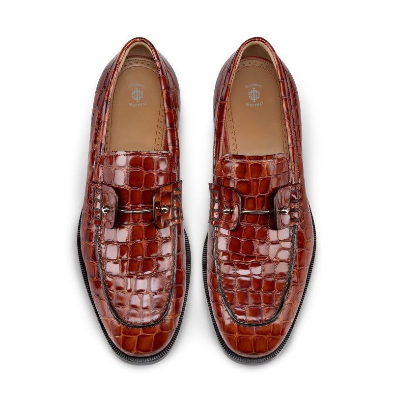 Men Solid Dark Brown Leather Loafer