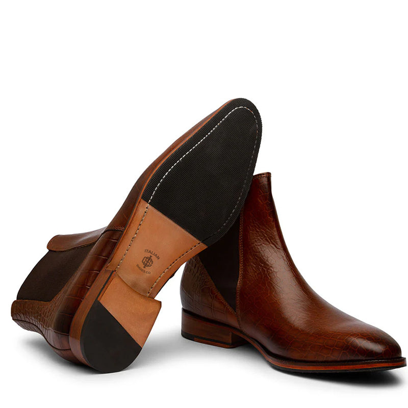 Luxury Design Croco Pure Leather Chelsea Boot