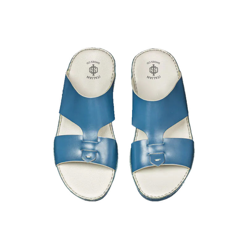Open Toe Leather Stich Comfort Arabic Blue Sandal