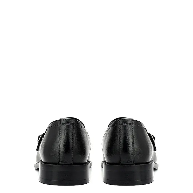 Polished Leather Textured Formal Double Monk Shoe