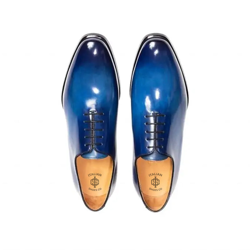 Classic Plain Solid Shiny Leather Oxford Grey / Black Shoe