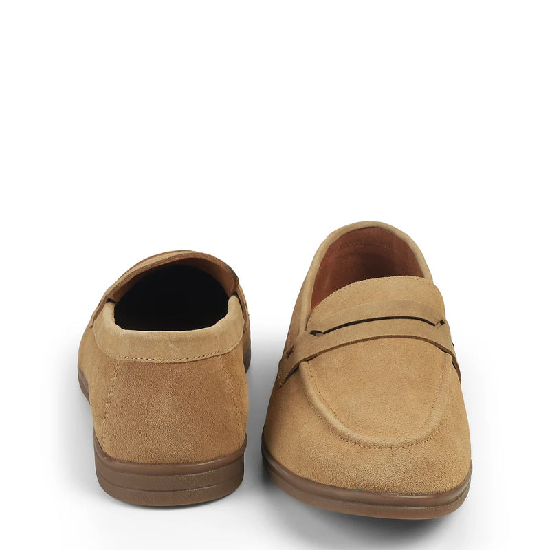 Suede Casual Penny Leather Beige Loafer For Men