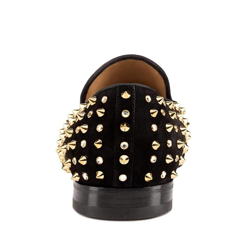 Men Suede Studded Slip On Loafers