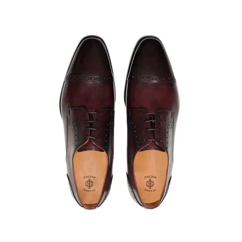 Premium Handmade Leather Cap Toe Oxford Blue Shoe