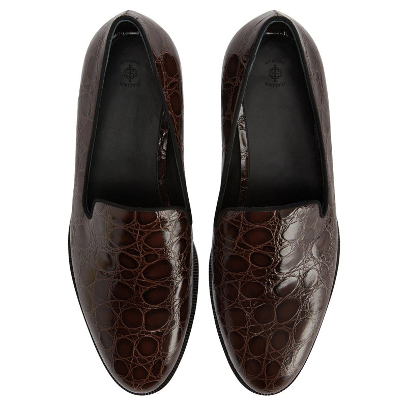Pure Solid Leather Croco Textured Black Loafer
