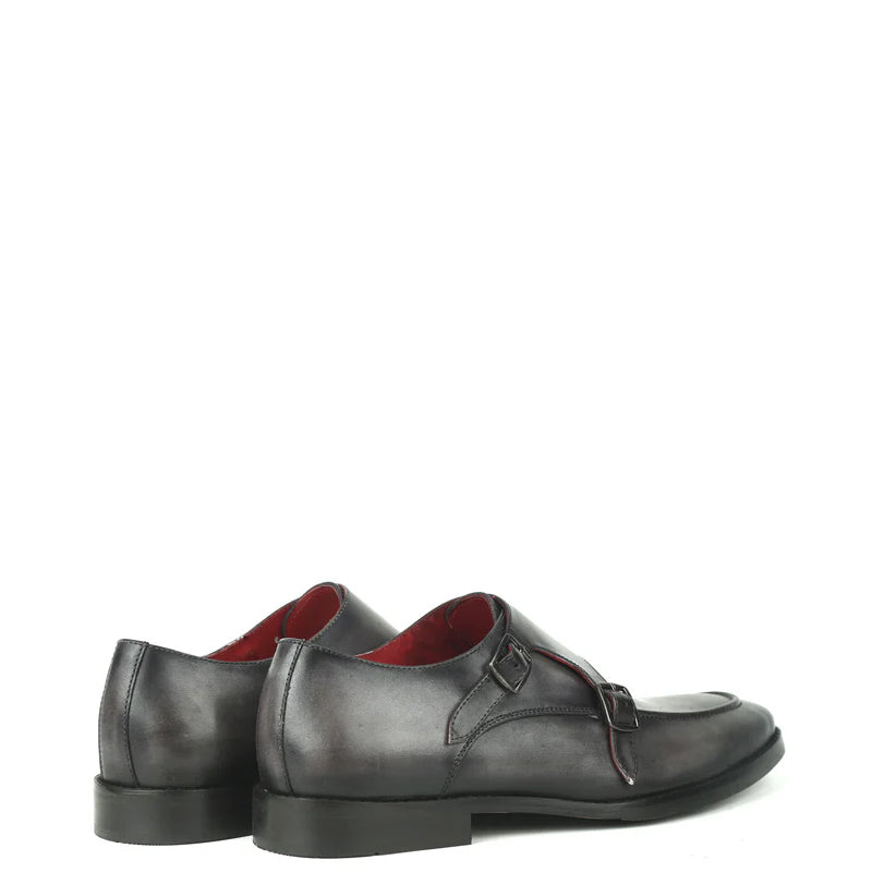 Classic Solid Leather Double Monk Shoe