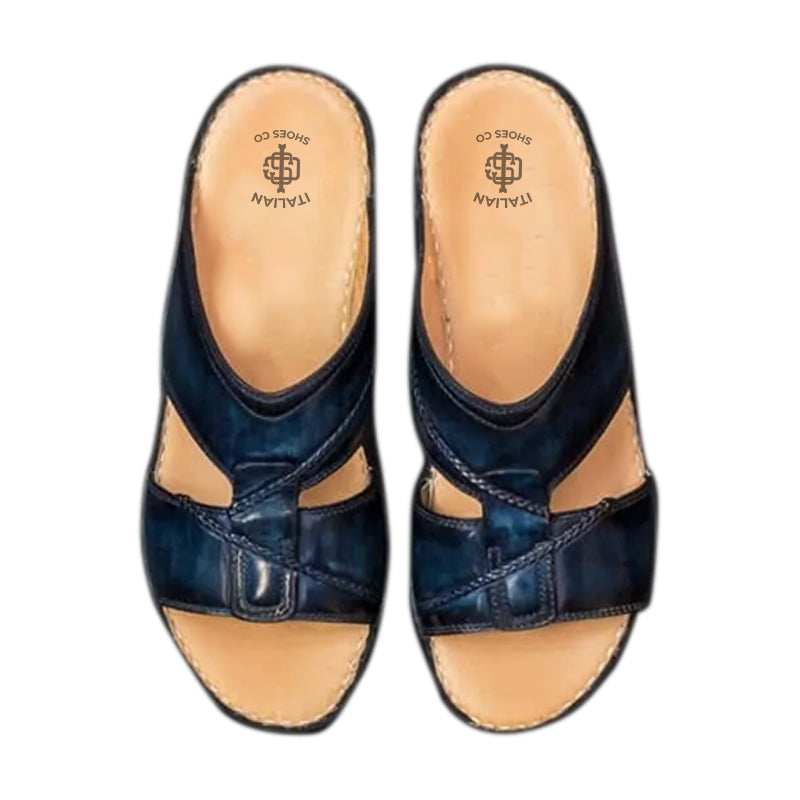 Handmade Solid Leather Comfort Arabic Blue Sandal