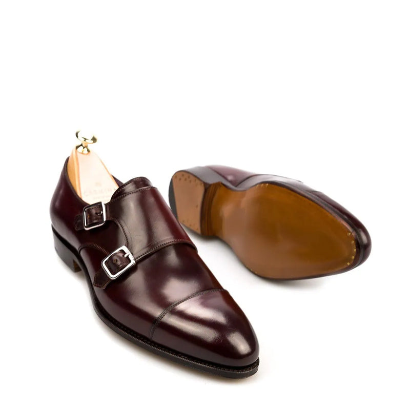 Premium Captoe Leather Double MonkStrap Shoe Brown