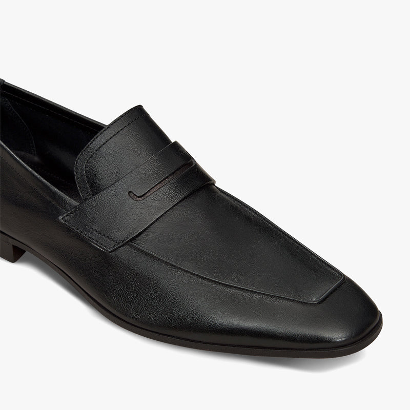 Men Handmade Plain Leather Blue Loafer