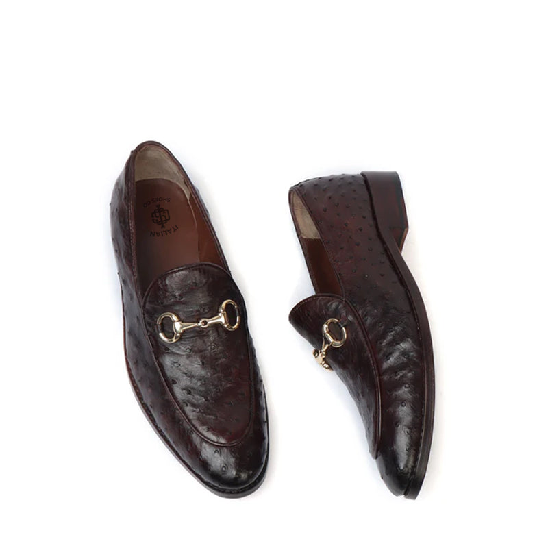 Men Dot Pattern Leather Horsbit Gold Buckled Loafers