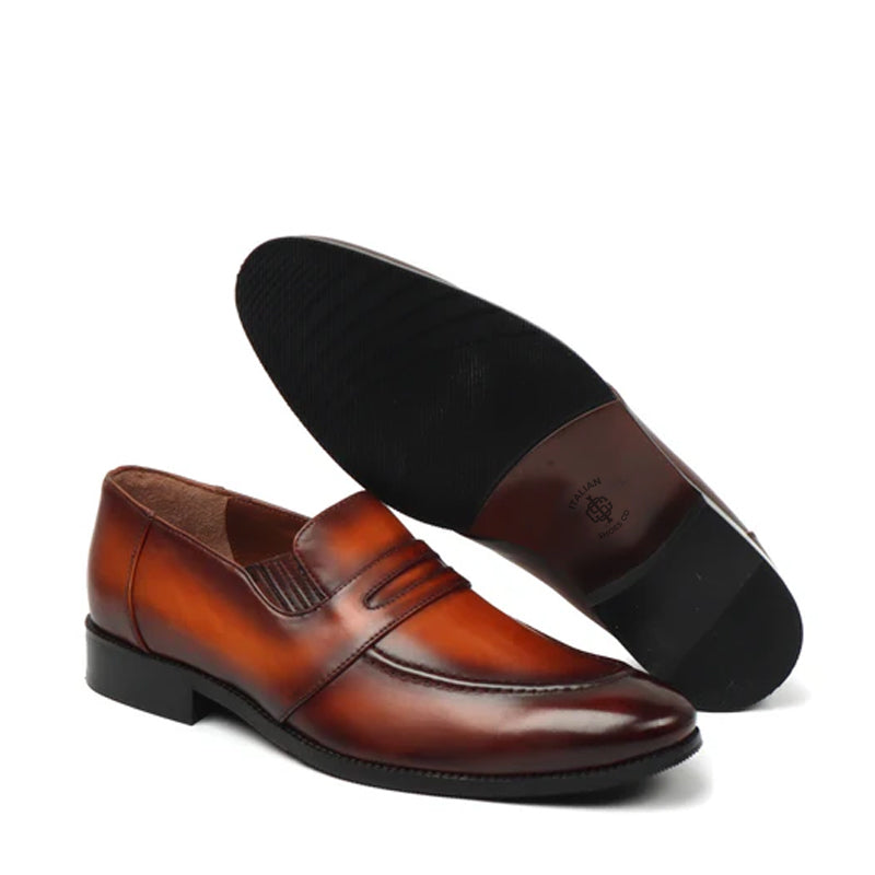 Brown Leather Penny Loafer For Men
