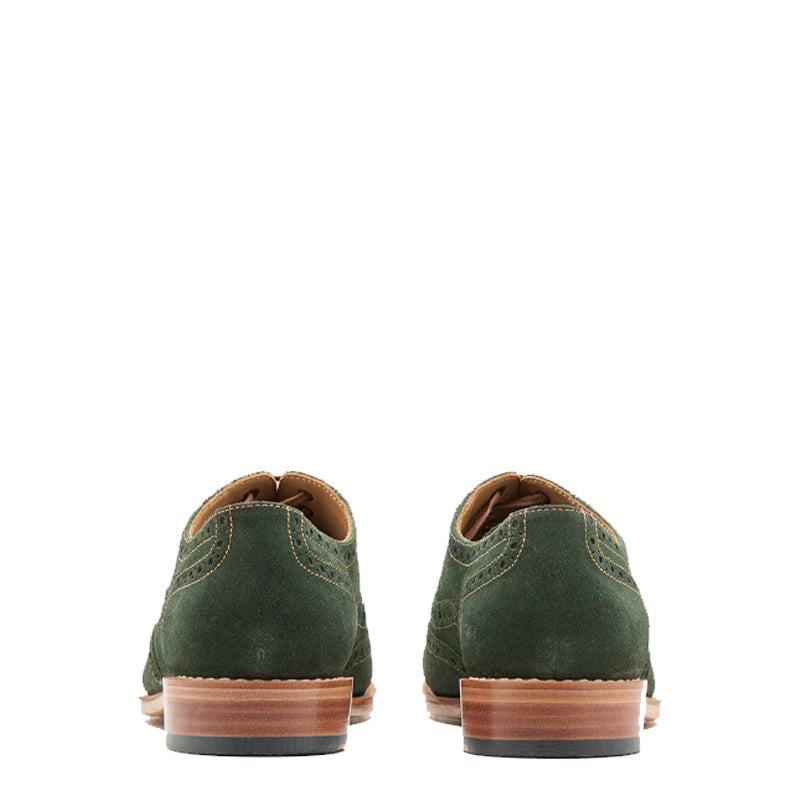 Classic Design Suede Wingtip Leather Oxford Shoe Olive