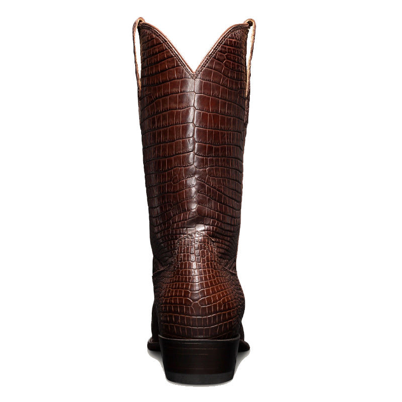 Coffee Crocodile Slip On Zipper Western Cowboy Boot