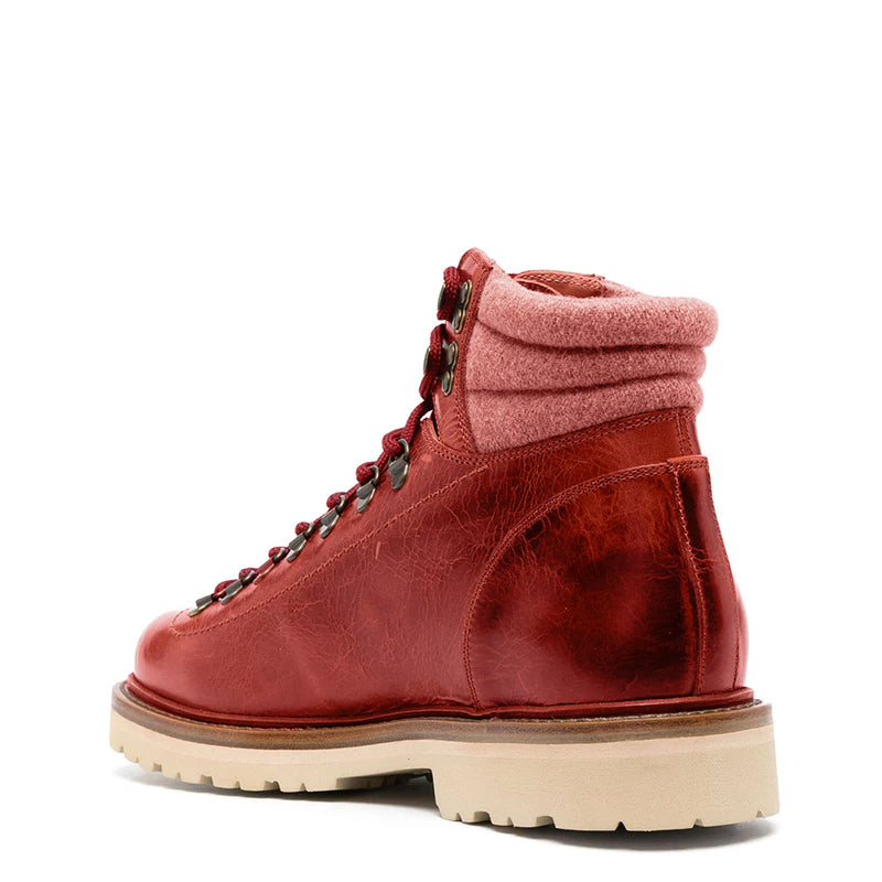 Wine Padded Ankle Lace Up boots
