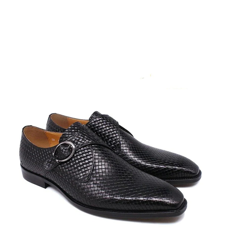 Waved Single Monk Strap Shoes