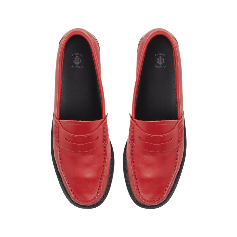 Classic Penny Leather Red Loafer For Men