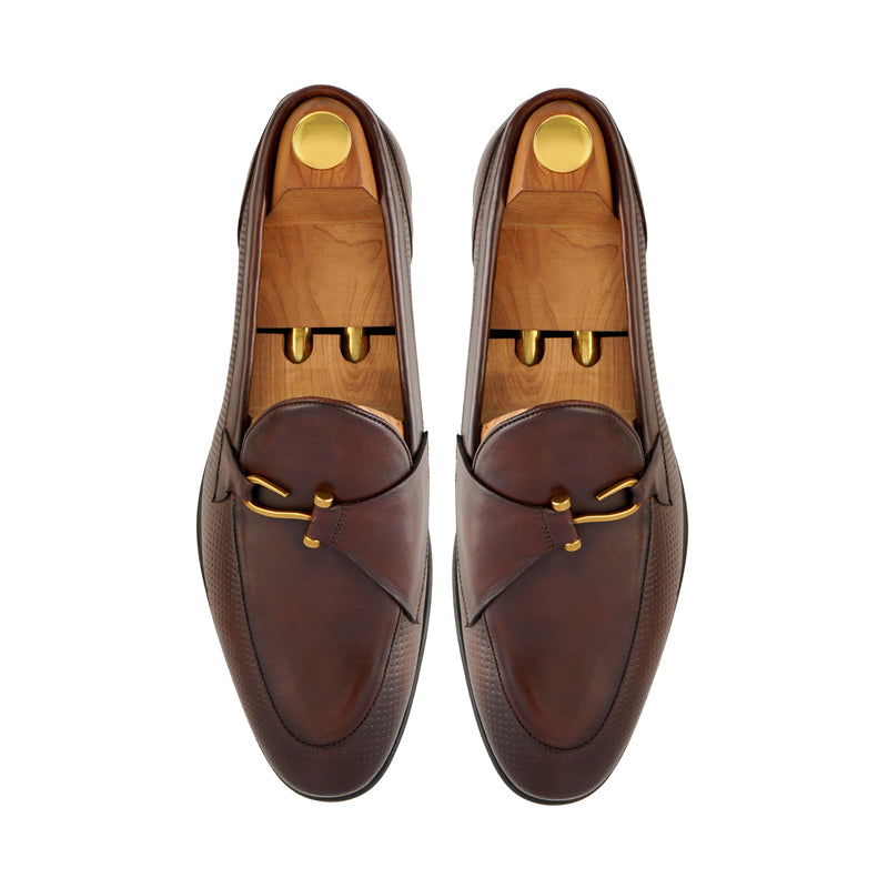 Classic Side Hook Leather Black Loafer