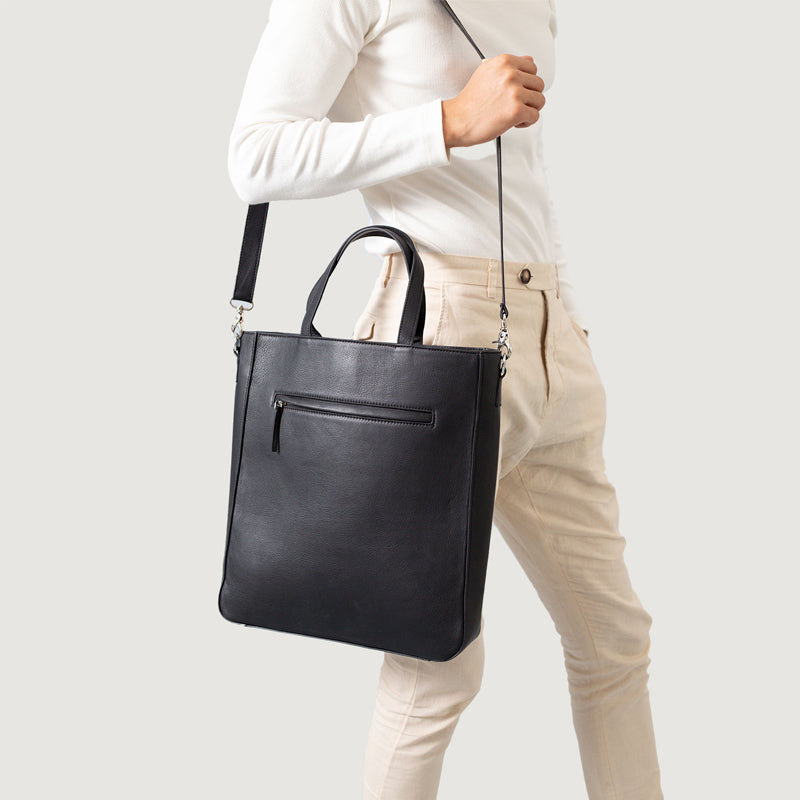 The Poet Leather Tote Black Bag
