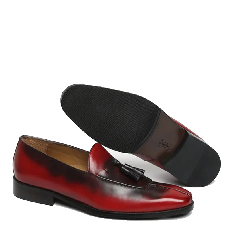 Handmade Leather Slip-On Formal Red Tassel Loafer