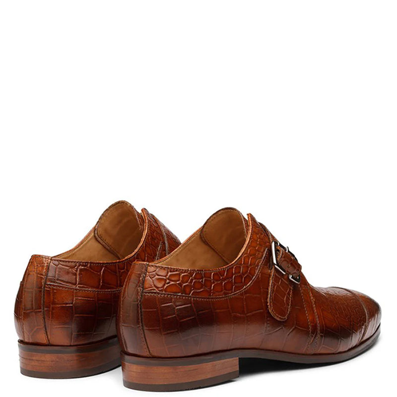 Crocodile Print Leather Single MonkStraps Shoe