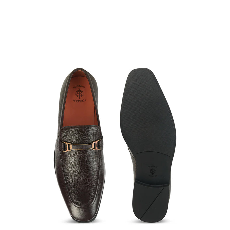 Pure Leather Textured Moccasins Loafer
