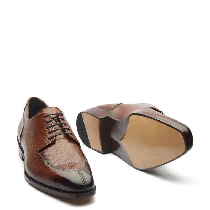 Men Split-Toe Leather Formal Derby Brown Shoe