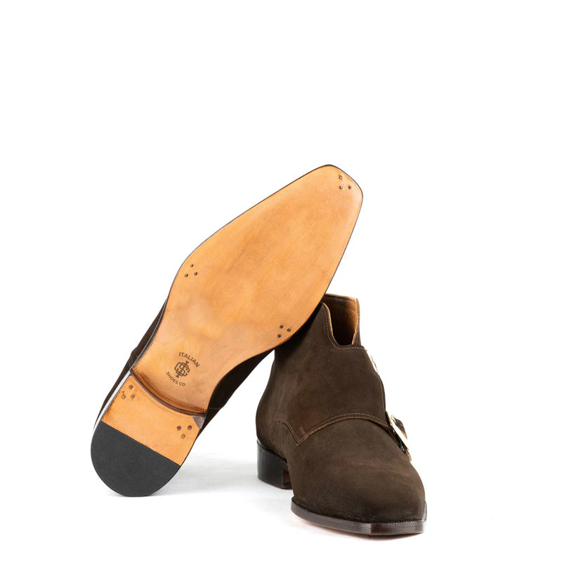 Classic Suede Leather Double Monkstraps Ankle Boot