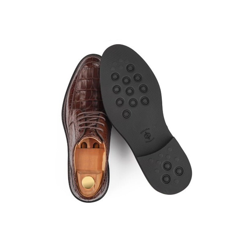 Premium Leather Textured Derby Brown Shoe