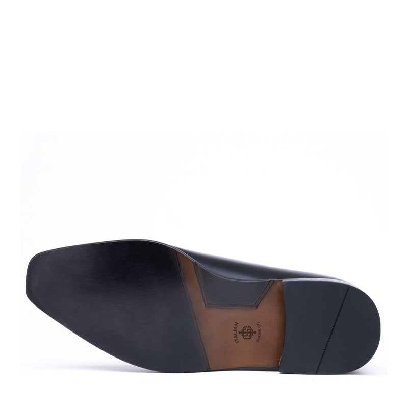Meta Cut Shiny Leather Oxford Black Tan Shoe